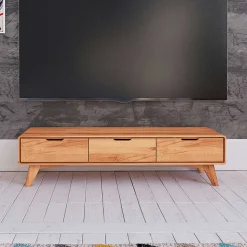 Naturholz TV Element mit 3 Schubladen - Junola