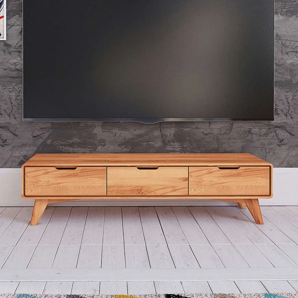Naturholz TV Element mit 3 Schubladen - Junola