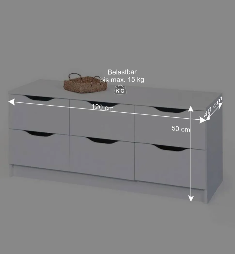 Niedrige Kommode Danjala in Weiß