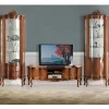 Nussbaum Furnier Wohnwand Barock Dentro 325cm breit (dreiteilig)
