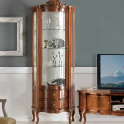 Nussbaum Furnier Wohnwand Barock Dentro 325cm breit (dreiteilig)