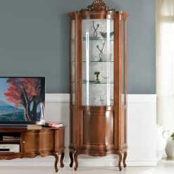 Nussbaum Furnier Wohnwand Barock Dentro 325cm breit (dreiteilig)