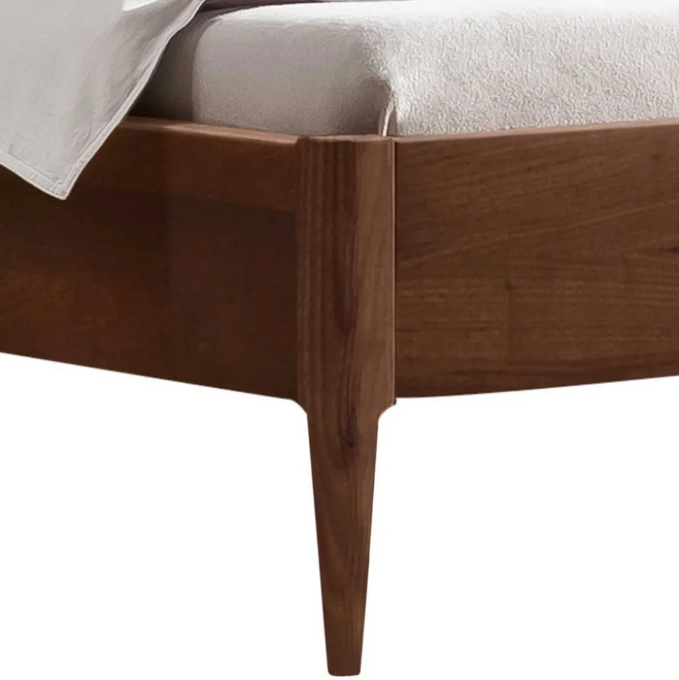 Nussbaum Holzbett mit Baumkante Kopfteil - Elegatos