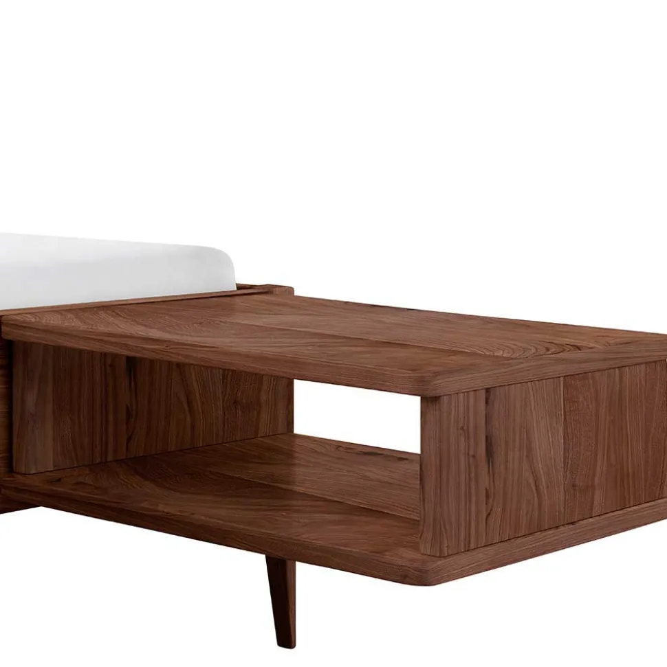 Nussbaum Holzbett mit Baumkante Kopfteil - Elegatos