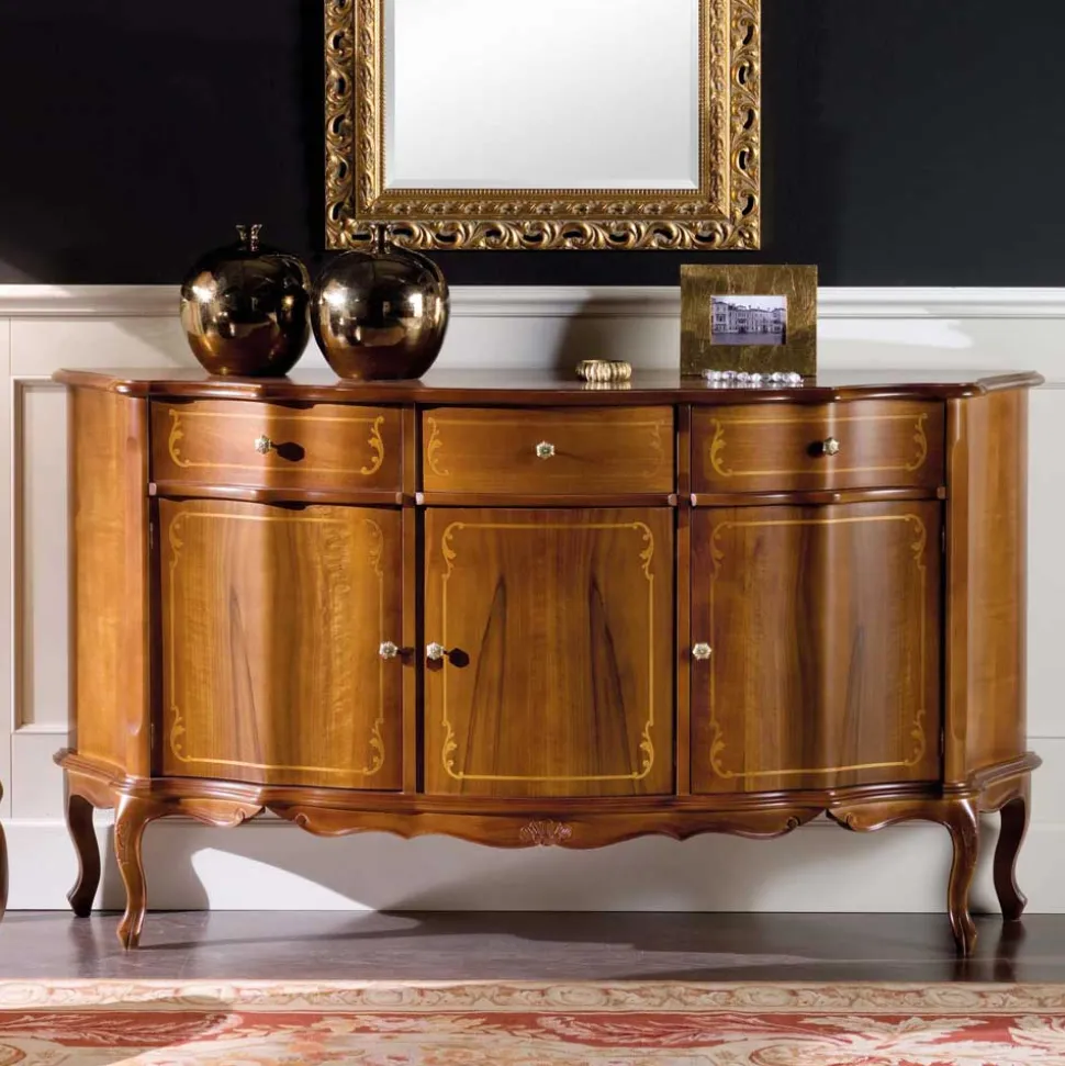 Nussbaumfarbenes Sideboard Dentro im Barock Design