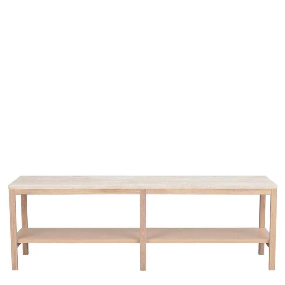Offenes Lowboard Regal mit Travertin Deckplatte - Kentos