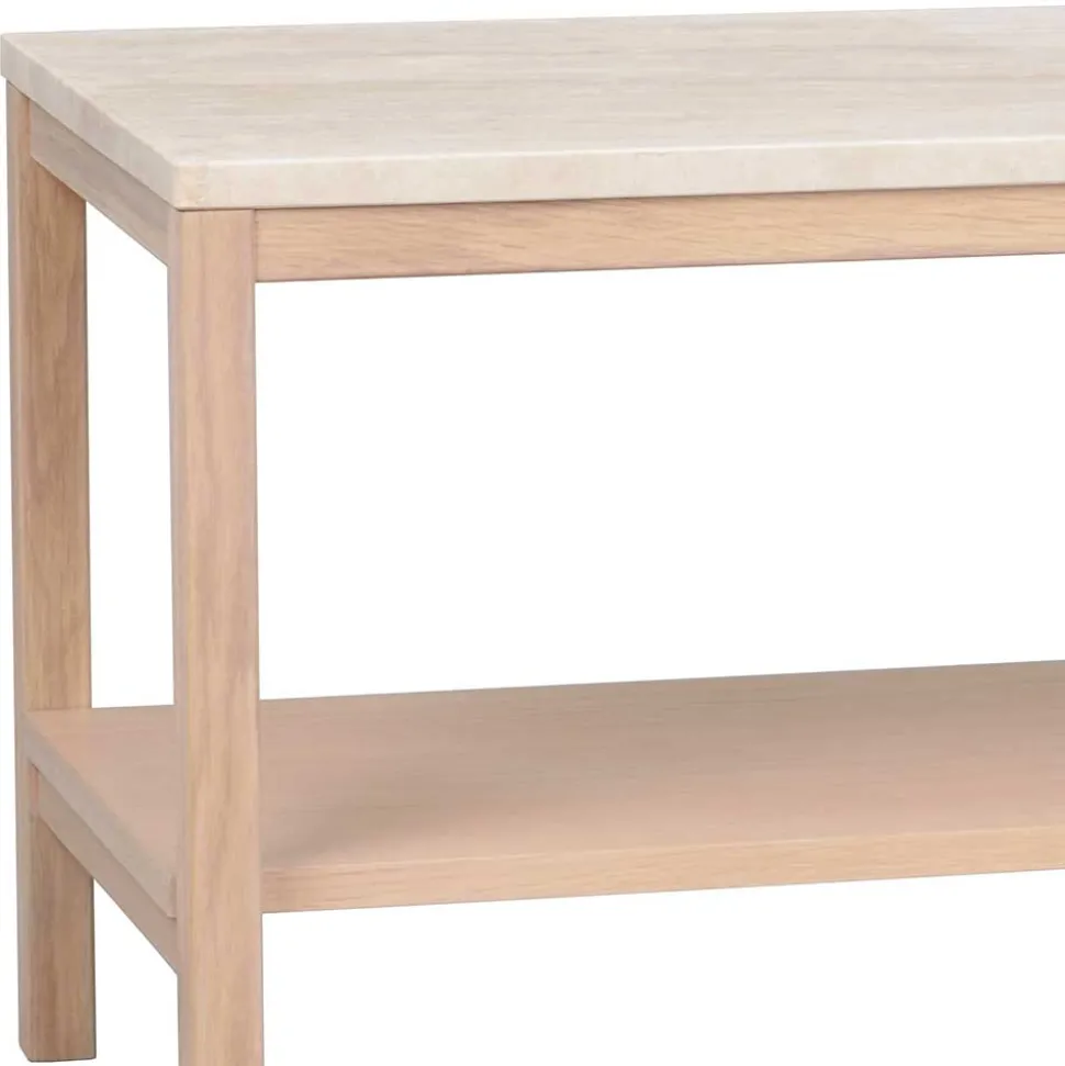 Offenes Lowboard Regal mit Travertin Deckplatte - Kentos