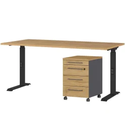 Officetisch mit Rollcontainer Set - Eture (zweiteilig)
