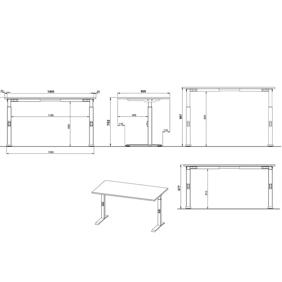 Officetisch und Rollcontainer Set - Espnoz (zweiteilig)