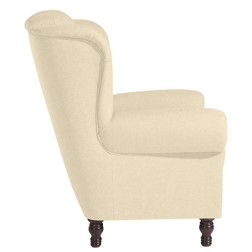 Ohrensessel in Beige und Nussbaum - Fakt