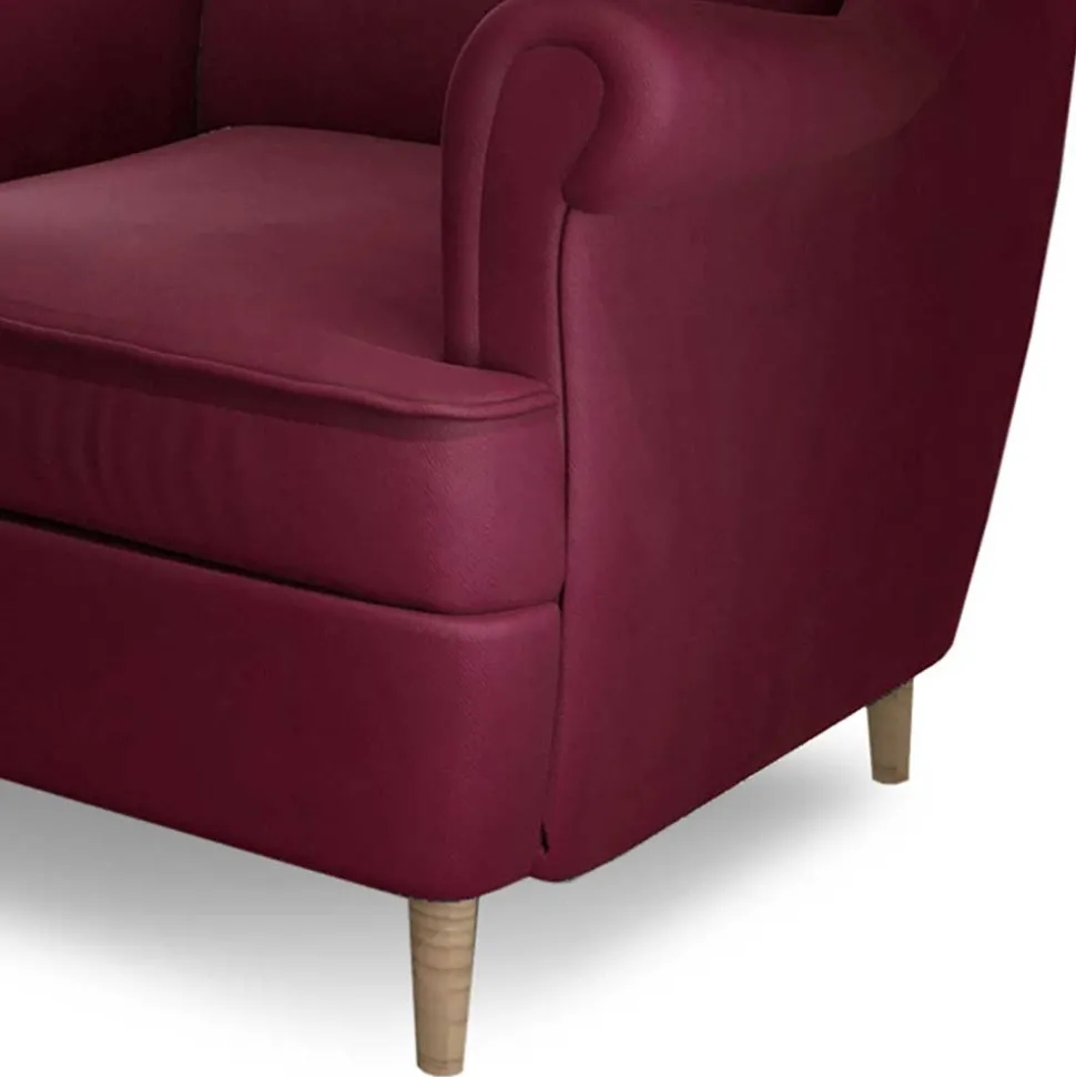 Ohrensessel in Bordeaux Rot Samt - Marquita