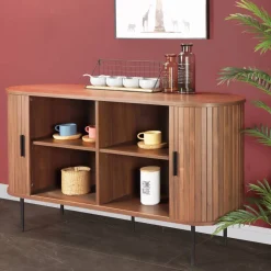 Ovales Sideboard mit Schiebetüren - Arura