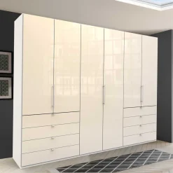 Panorama Kleiderschrank in Creme Glas - Zidarie