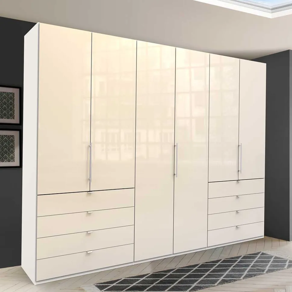 Panorama Kleiderschrank in Creme Glas - Zidarie