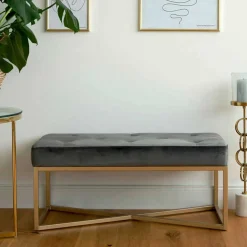 Polsterbank in Grau und Gold - Melona