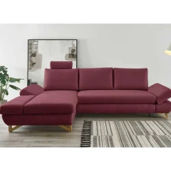 Polsterecke in Bordeaux Rot Velours - Baonga