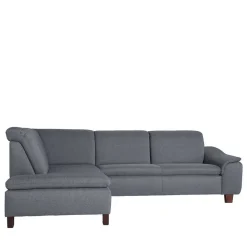Polsterecke in Jeansblau mit Nussbaum - Ilea