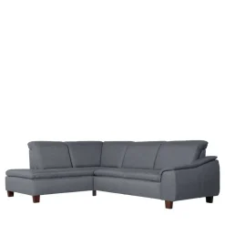 Polsterecke in Jeansblau mit Nussbaum - Ilea
