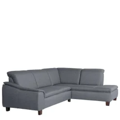 Polsterecke in Jeansblau mit Nussbaum - Ilea