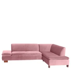 Polsterecke in Rosa mit Nussbaum Braun - Jaglyn