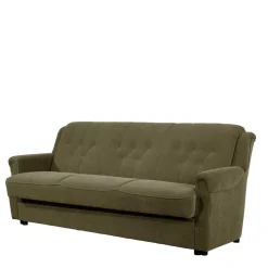 Polstergarnitur in Dunkelgrün Flockstoff - Ramira (dreiteilig)