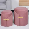 Polsterhocker Duo in Altrosa Samt - Akinasa (zweiteilig)