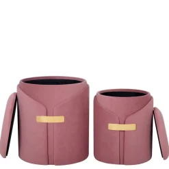 Polsterhocker Duo in Altrosa Samt - Akinasa (zweiteilig)