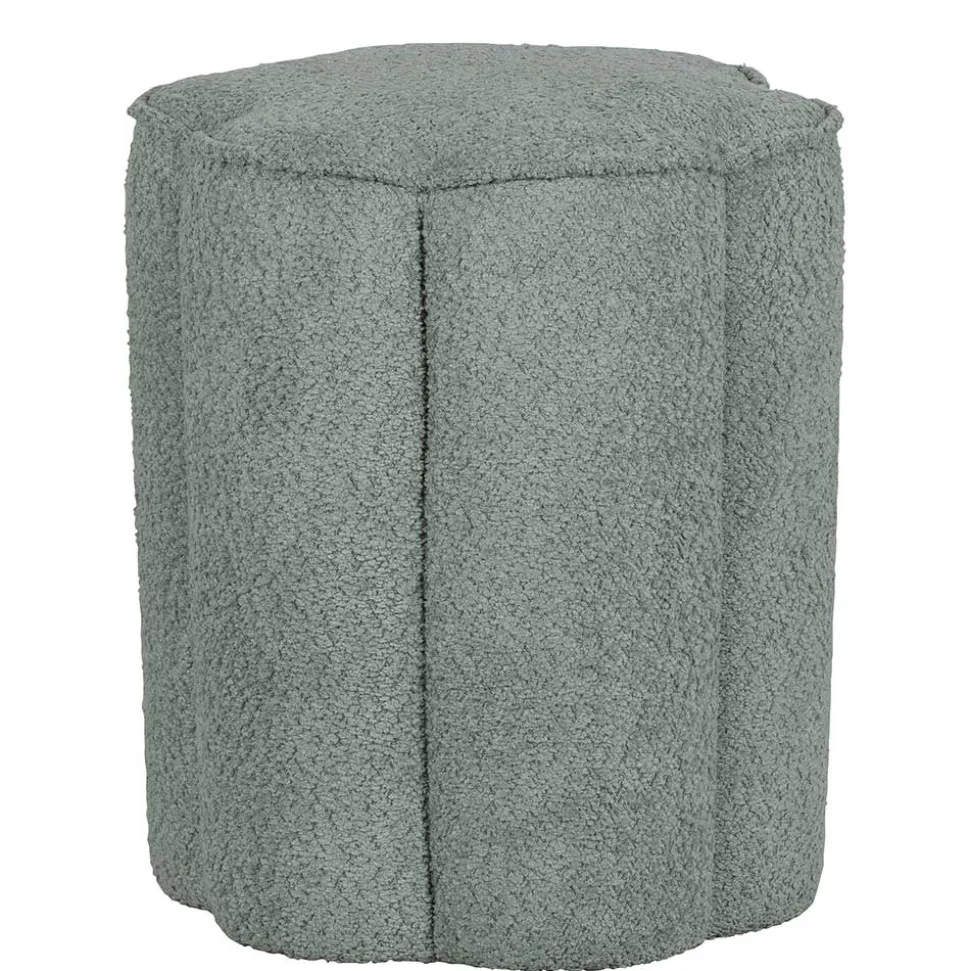 Polsterhocker in Blaugrau Boucle - Ruffos (2er Set)