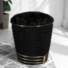 Polsterhocker in Schwarz mit Gold - Velsamos