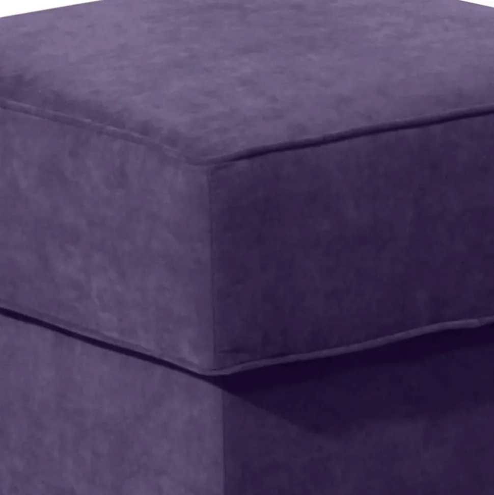 Polsterhocker in Violett Velours - Antonia