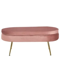 Polsterhocker mit Samtbezug in Rosa - Kumar