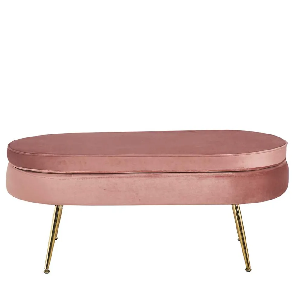 Polsterhocker mit Samtbezug in Rosa - Kumar