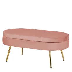 Polsterhocker mit Samtbezug in Rosa - Kumar