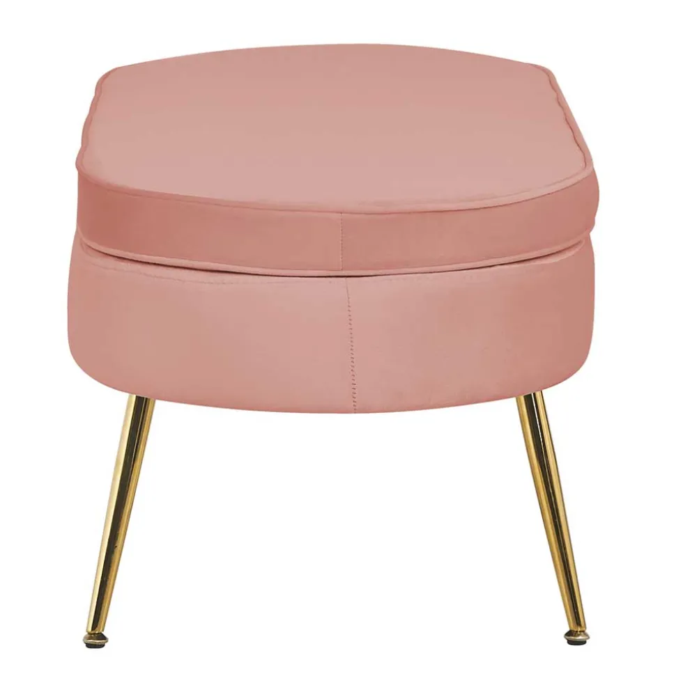 Polsterhocker mit Samtbezug in Rosa - Kumar