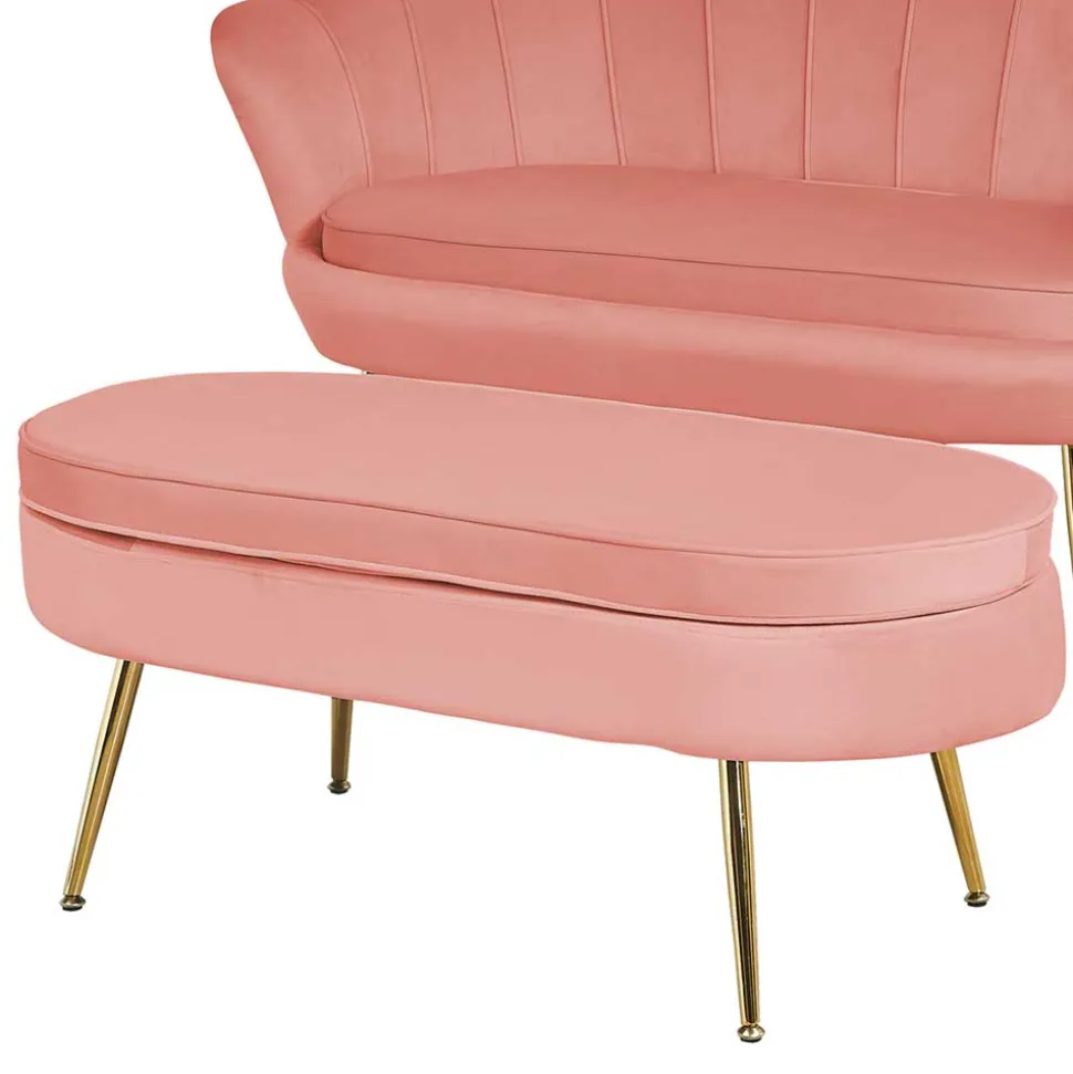 Polsterhocker mit Samtbezug in Rosa - Kumar