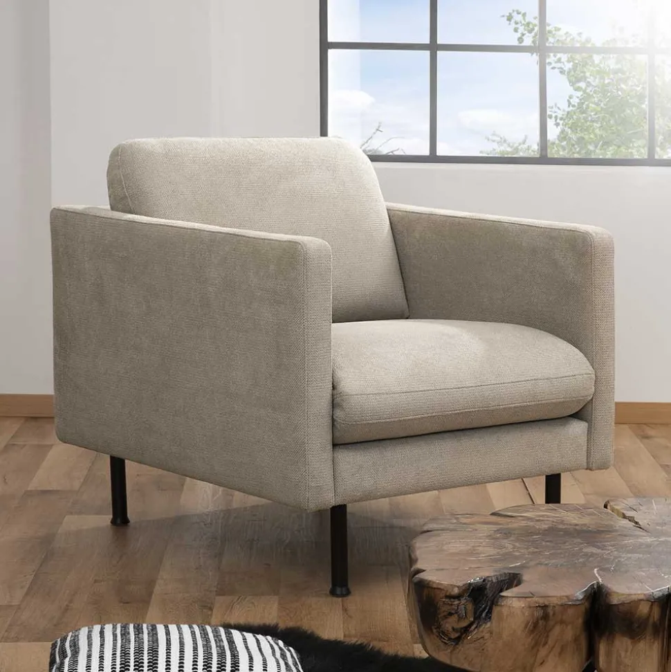 Polstersessel in Beige mit Schwarz - Roco