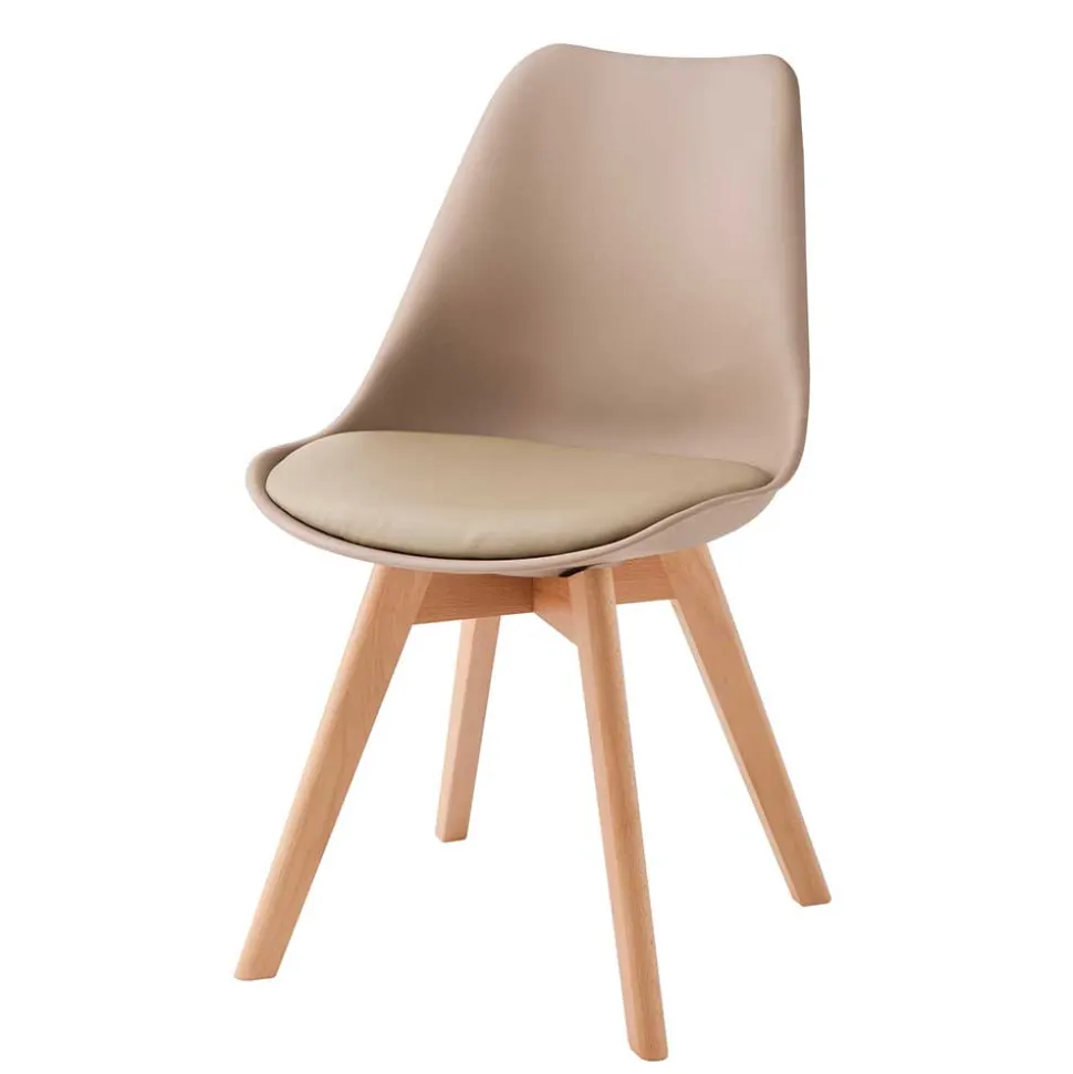 Polsterstühle in Taupe & Buche - Asiatia (4er Set)