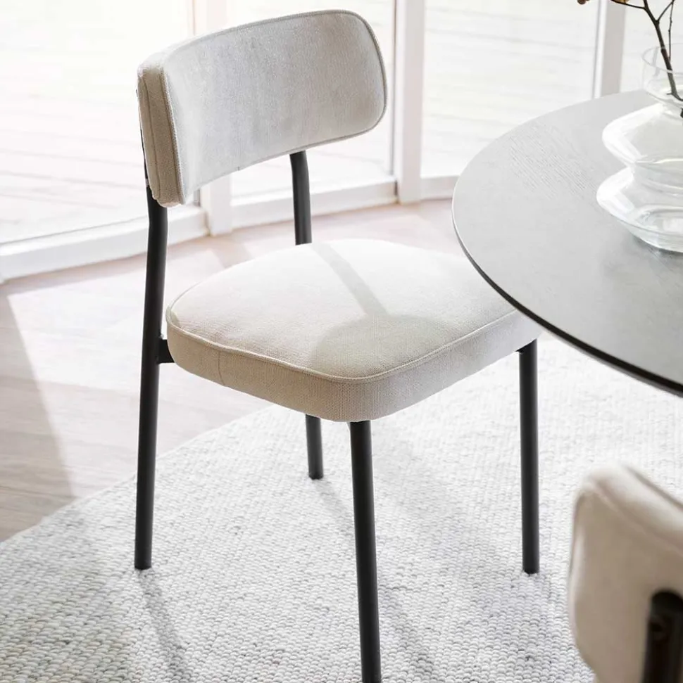 Polsterstuhl in Creme & Schwarz - Jeffa (2er Set)
