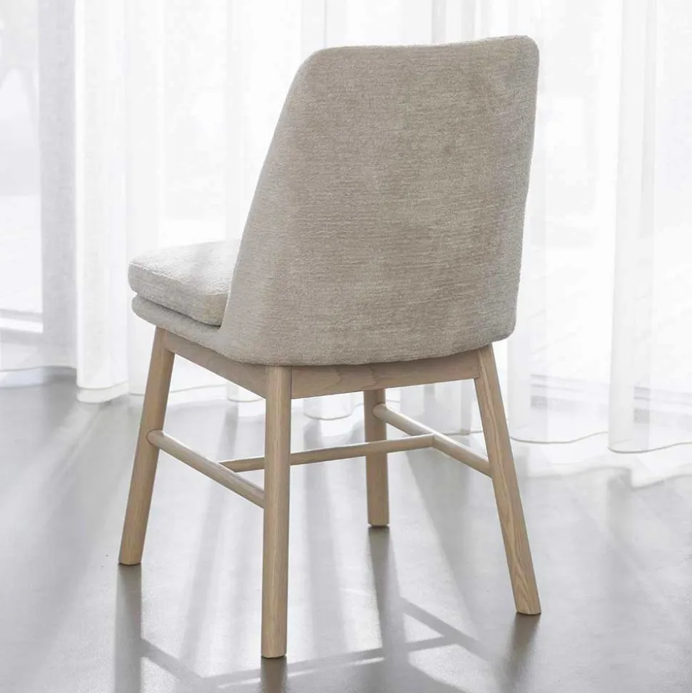 Polsterstuhl in Creme Strukturstoff - Peppino (2er Set)