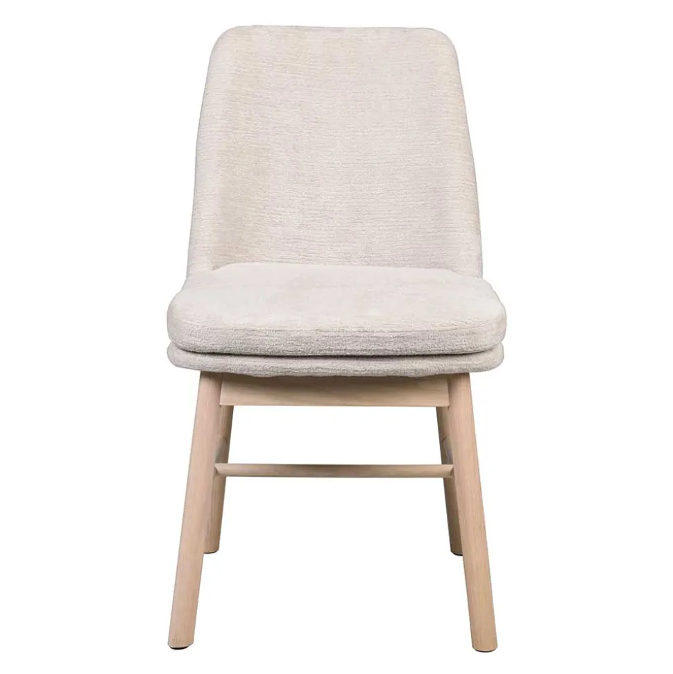 Polsterstuhl in Creme Strukturstoff - Peppino (2er Set)