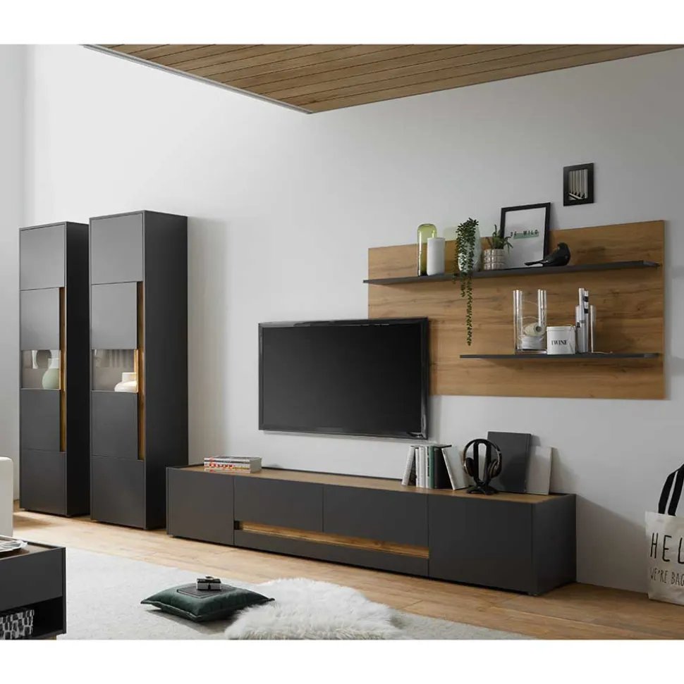 Preiswerte Anbauwand modern - Ahilav (vierteilig)