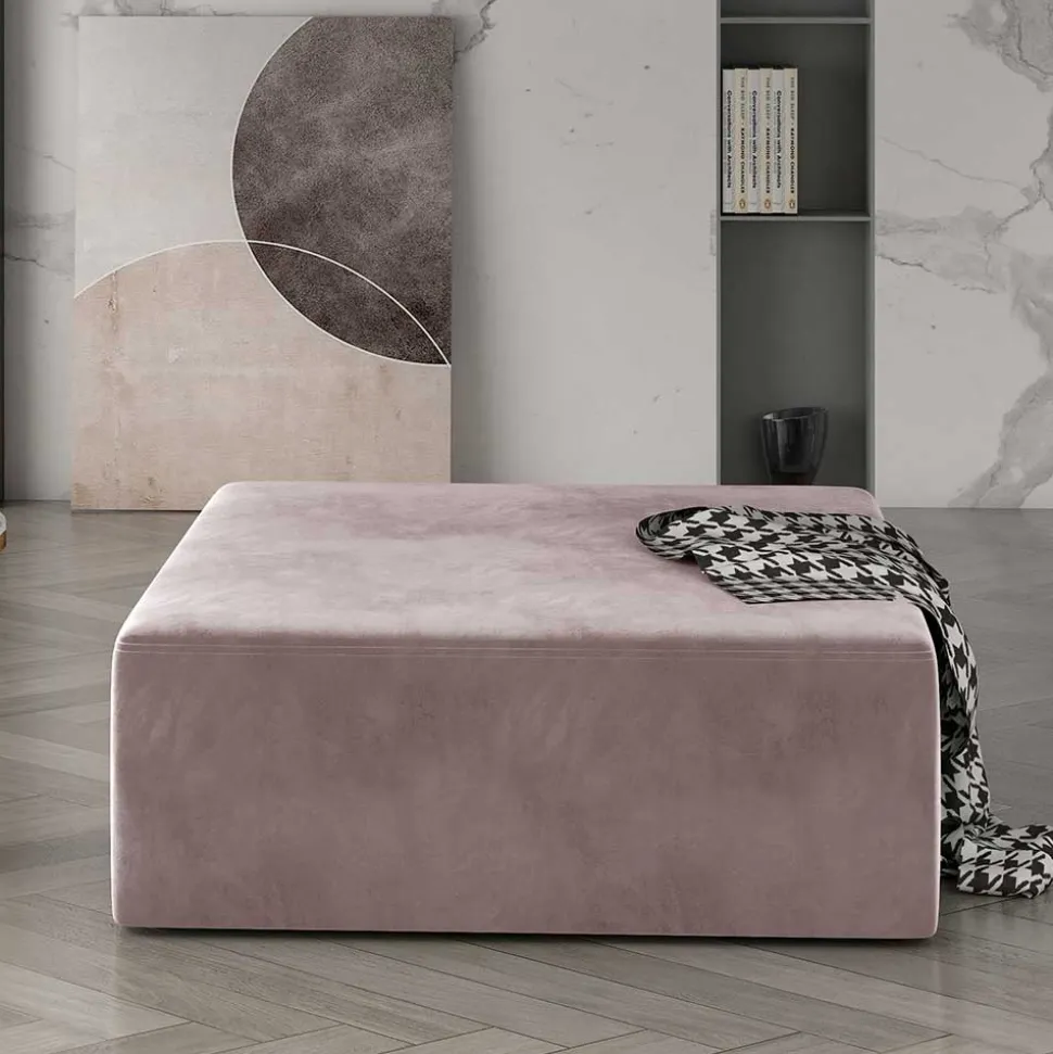 Quadratischer Couchhocker in Altrosa - Danzante