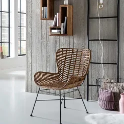 Rattan Esszimmerstuhl Abazi mit Armlehnen