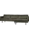 Recyclingleder Sofaecke in Oliv Grün - Laconca