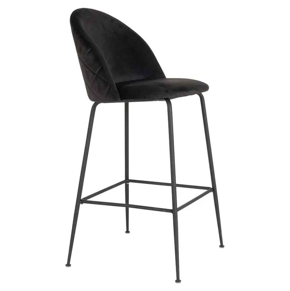 Retro Barstühle aus schwarzem Samt - Baltimoore (2er Set)