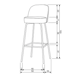 Retro Barstuhl mit 79 cm Sitzhöhe - Ilussiana