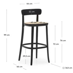 Retro Barstuhl mit Wiener Geflecht Sitz - Pulany (2er Set)