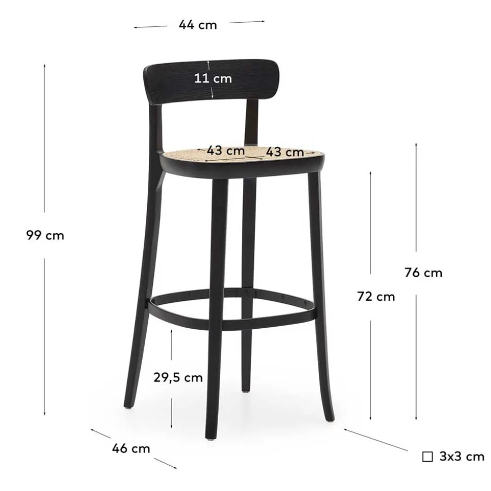 Retro Barstuhl mit Wiener Geflecht Sitz - Pulany (2er Set)