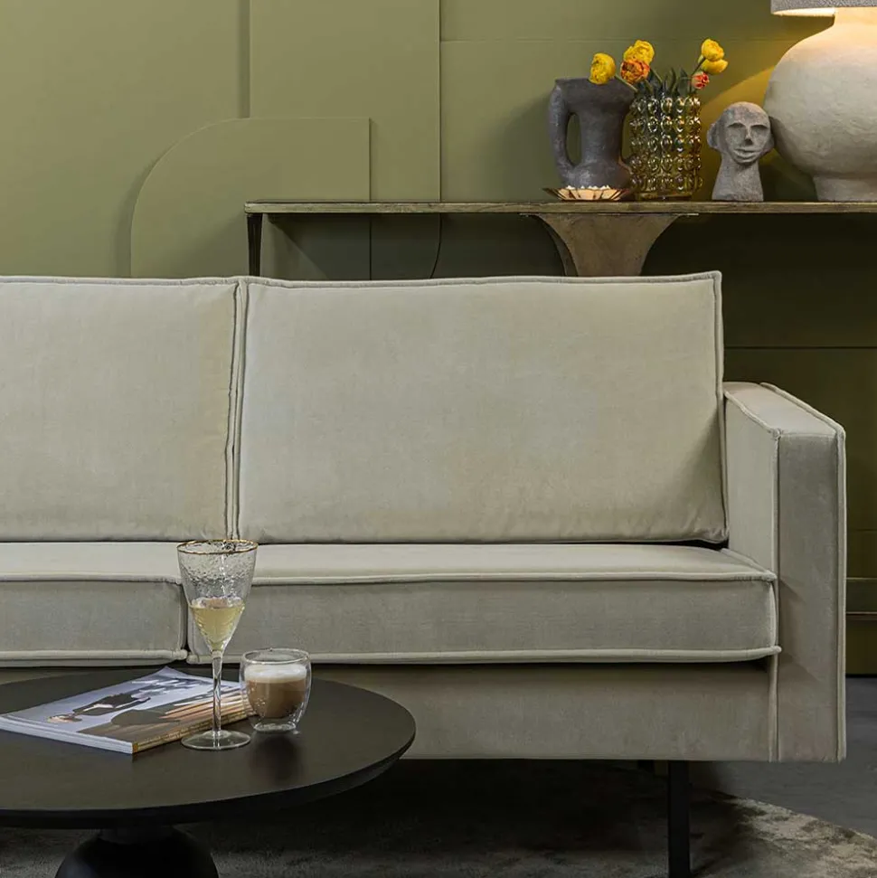 Retro Couch aus Samt in Graugrün - Vontada