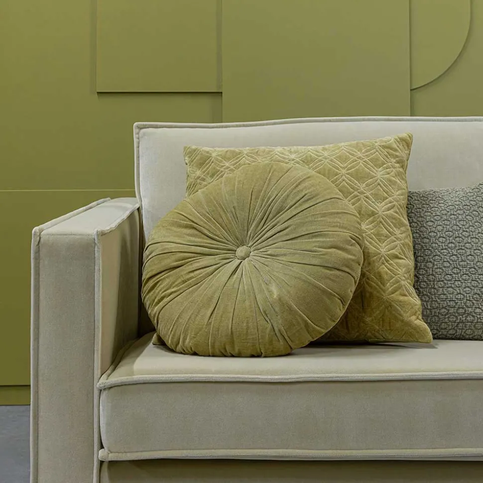 Retro Couch aus Samt in Graugrün - Vontada